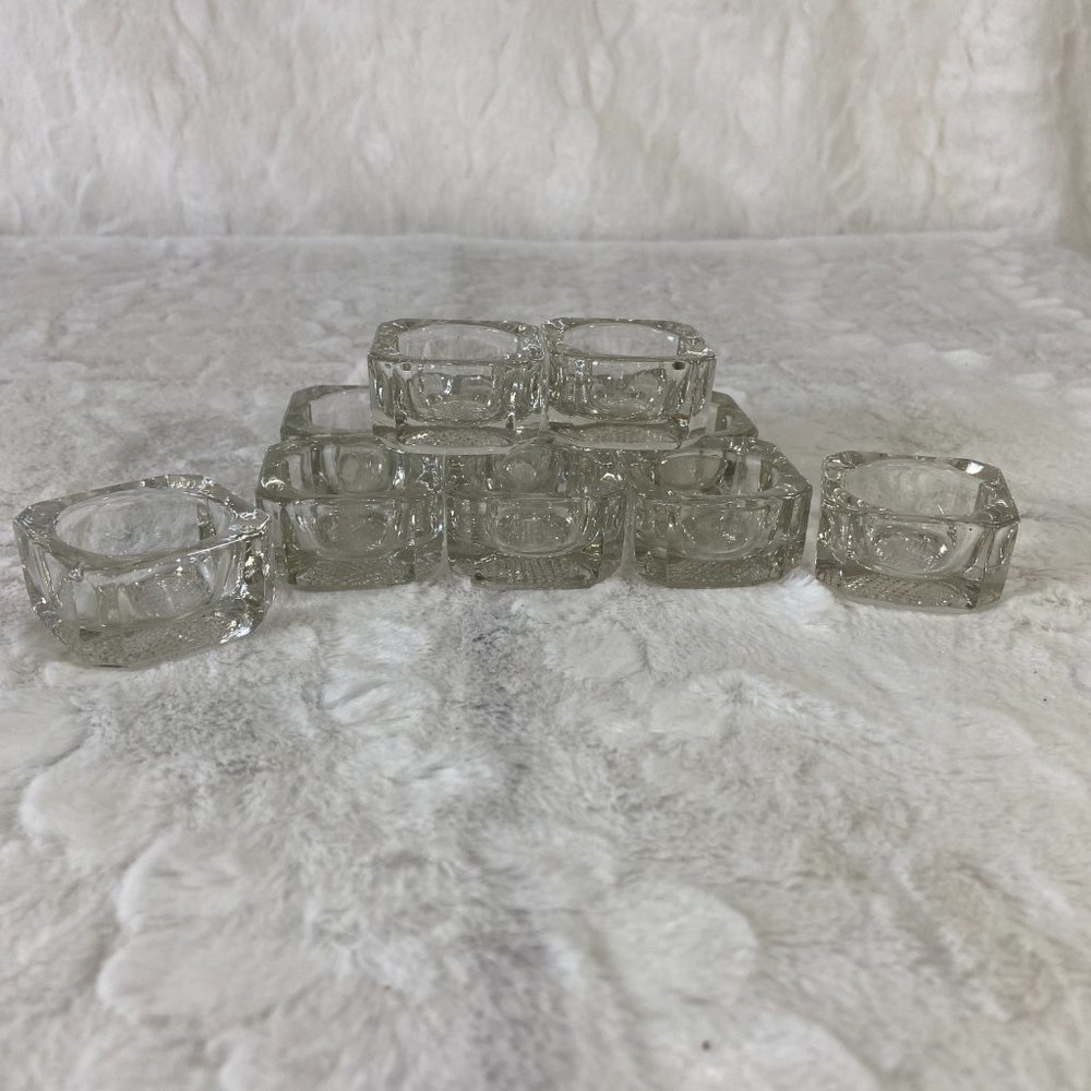 Antique Salt Cellars Salt Dips glass clear crystal open faced . 10 Total - Picture 8 of 11